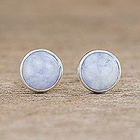 Jade stud earrings, 'Memorable Moon in Lilac' - Round Lilac Jade Earrings