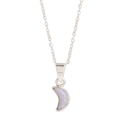 Jade pendant necklace, 'Moon Crescent in Lilac' - Lilac Jade Crescent Moon Necklace