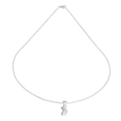 Jade pendant necklace, 'Moon Crescent in Lilac' - Lilac Jade Crescent Moon Necklace