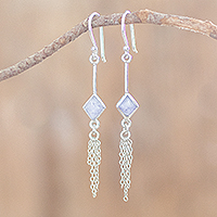 Jade dangle earrings, 'Linger in Lilac' - Dangle Earrings with Lilac Jade