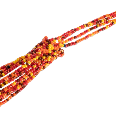 Lange Halskette aus Glasperlen - Handgefertigte lange Perlenkette