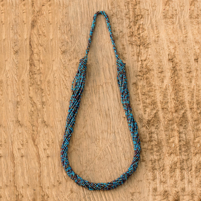 Lange Halskette aus Glasperlen - Von Hand gefertigte Perlenkette