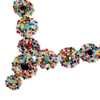 Beaded pendant necklace, 'Fiesta Time' - Multicoloured Beaded Necklace