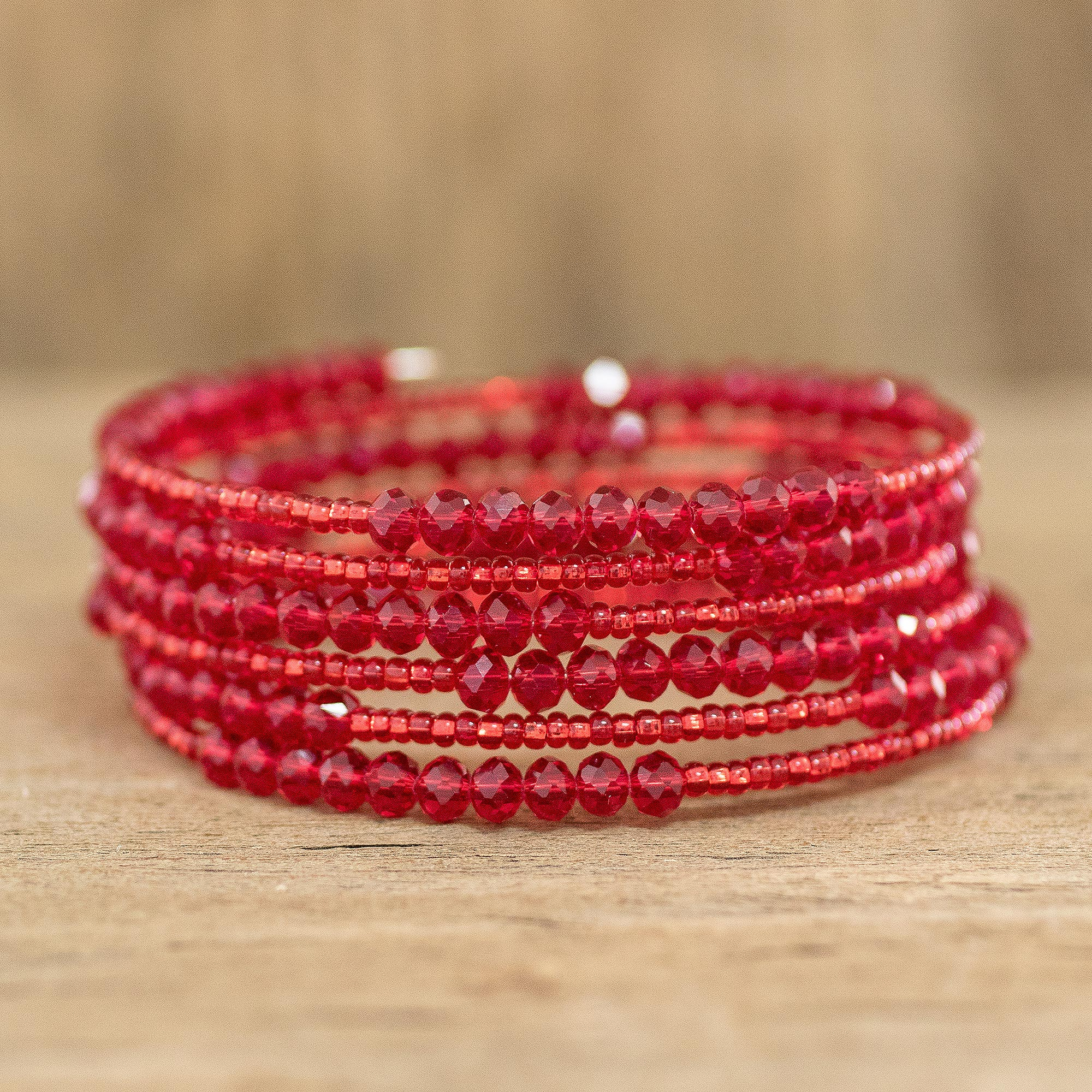 red glass bead bracelet