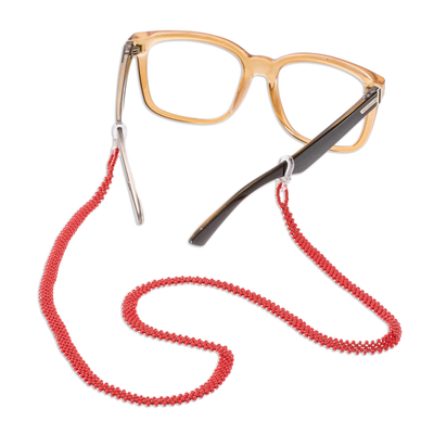 cordón para anteojos con cuentas - Cordón de gafas rojo hecho a mano
