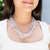 Torsade-Halskette aus Perlen, 'Eis und Schnee' - Klare Perlenkette aus Guatemala