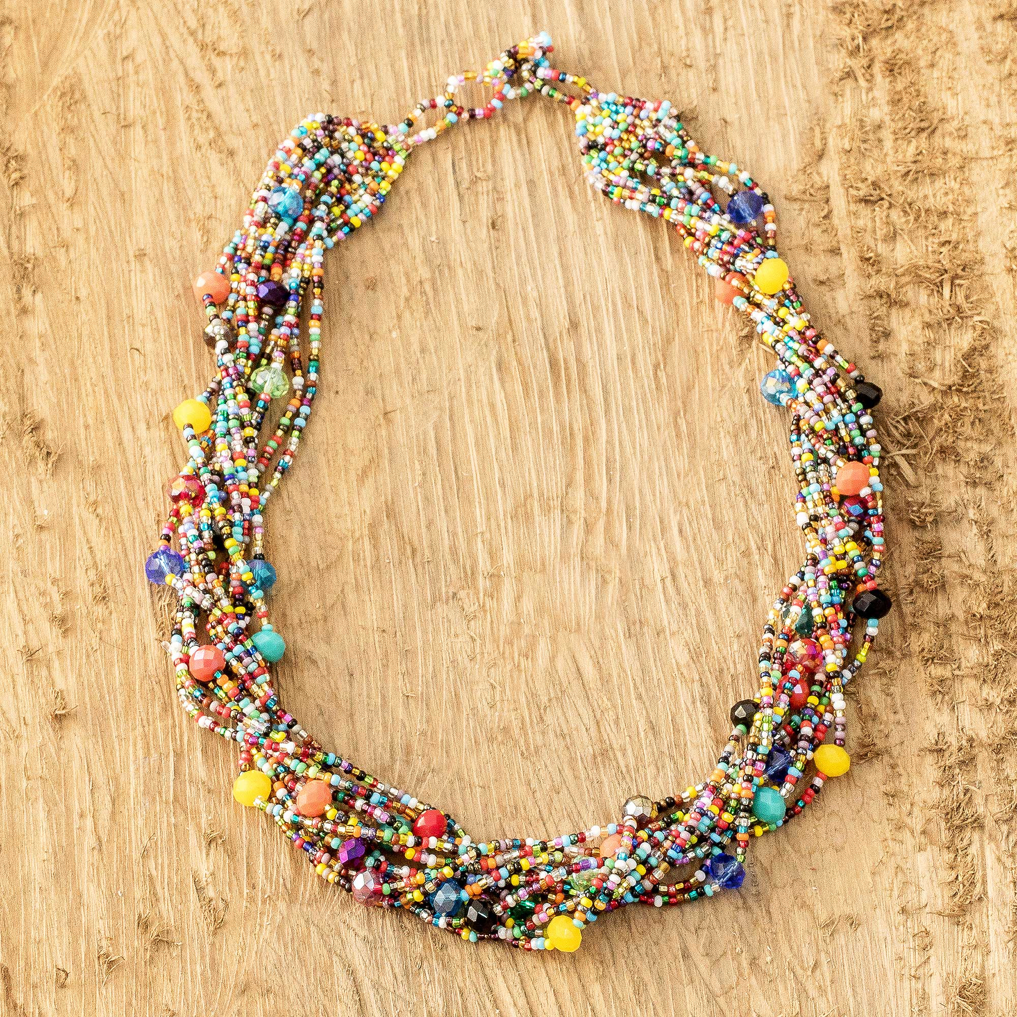 Mixed Multicolored Glass Bead Necklace