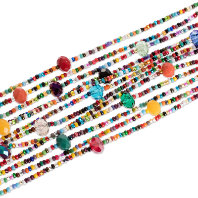 Beaded torsade necklace, 'Fiesta Mix' - Handmade Multicoloured Necklace