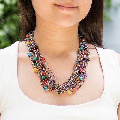 Beaded torsade necklace, 'Fiesta Mix' - Handmade Multicolored Necklace