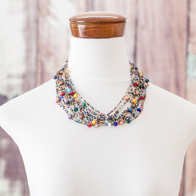Beaded torsade necklace, 'Fiesta Mix' - Handmade Multicoloured Necklace