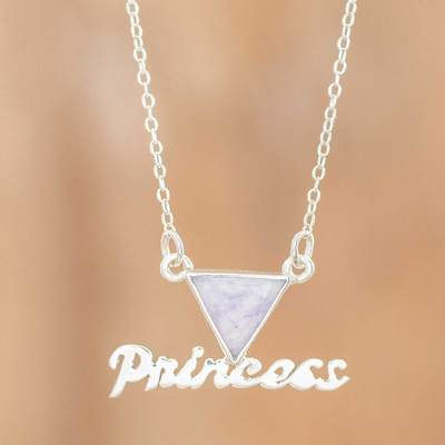 Jade pendant necklace, 'Lilac Jade Princess' - Jade and Sterling Silver Princess Pendant Necklace