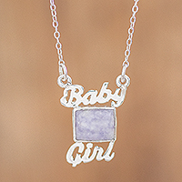 Jade pendant necklace, 'Baby Girl in Lilac' - Sterling Necklace with Lilac Jade