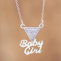 Jade pendant necklace, 'Lilac Baby Girl'