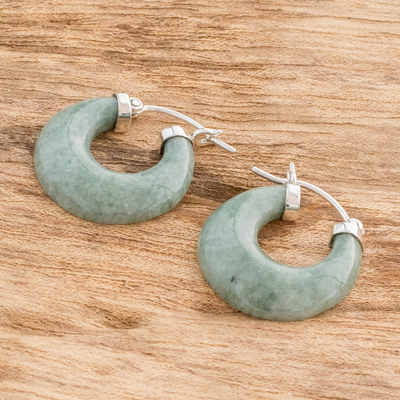 Jade hoop earrings, 'Zacapa Spring' - Light Green Jade Hoop Earrings
