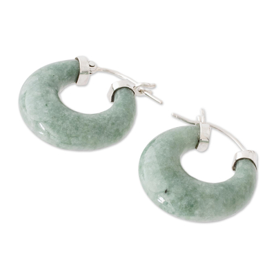 Jade hoop earrings, 'Zacapa Spring' - Light Green Jade Hoop Earrings