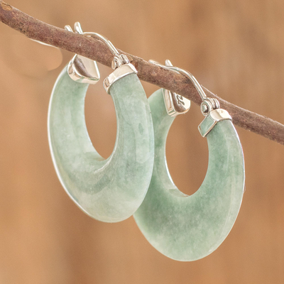 Jade-Ohrringe, 'Zacapa Dew' - Ohrringe aus natürlichem guatemaltekischem Jade