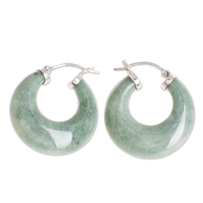 Jade hoop earrings, 'Zacapa Dew' - Natural Guatemalan Jade Hoop Earrings