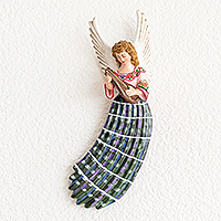 Ceramic wall sculpture, 'Totonicapan Angel' - Hand Painted Ceramic Angel Wall Decoration From Guatemala