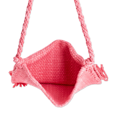 Umhängetasche aus Baumwollmischung, „Cartago Pink“ – handgewebte, umweltfreundliche rosa Umhängetasche aus Costa Rica