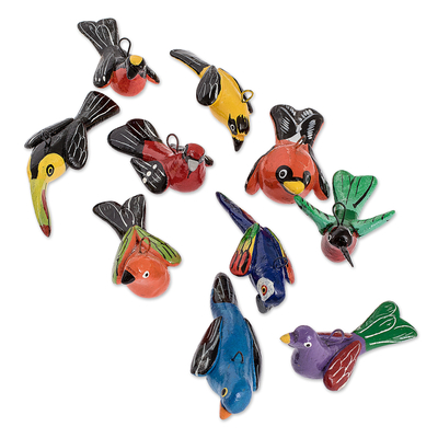 Mini-Ornamente aus Keramik, (30er-Set) - Handgefertigte Mini-Vogel-Ornamente (30er-Set)
