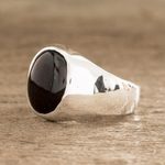 Men's jade ring, 'Justice in Black' - Black Jade Men's Ring