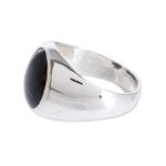 Men's jade ring, 'Justice in Black' - Black Jade Men's Ring