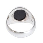 Men's jade ring, 'Justice in Black' - Black Jade Men's Ring