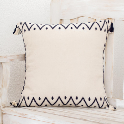 Cotton throw pillow cover, Zig Zag Waves