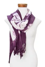 Cotton scarf, 'Santiago Purple' - Handcrafted Tie-Dyed Purple Scarf