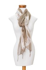 Cotton gauze shawl, 'San Pedro Mushroom' - Light Brown and White Cotton Gauze Shawl