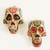 Wood masks, 'Festive November' (pair) - Hand Painted Wood Decorative Skull Wall Masks  (Set of 2)