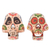 Wood masks, 'Festive November' (pair) - Hand Painted Wood Decorative Skull Wall Masks  (Set of 2) thumbail