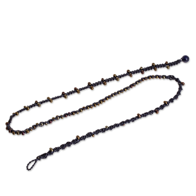 Makramee-Wickelarmband mit Perlen - Blaues Armband mit Lapislazuli