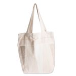 Cotton tote bag, 'Brilliant Cream' - Natural Cotton Tote Bag With Geometric Design