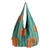 Hobo-Tasche aus Baumwolle - Handgewebte, grün karierte, abgerundete Tragetasche mit orangefarbenen Quasten