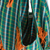 Hobo-Tasche aus Baumwolle - Handgewebte, grün karierte, abgerundete Tragetasche mit orangefarbenen Quasten