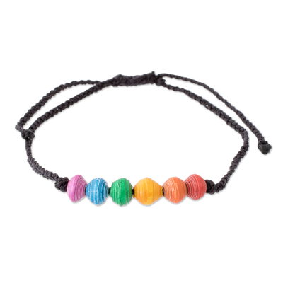 Multicolored Recycled Paper Bead Bracelet