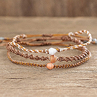 Beaded and braided nylon bracelets, 'Reclaimed Magic' (set of 3) - Macrame Braided Nylon Bracelet With Paper Beads (Set of 3)