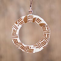 Cotton pendant necklace, 'Eco Wheel'