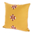 Cotton cushion cover, 'Rhomboid Diamond' - Mustard coloured Cotton Throw Pillow Cover From Guatemala