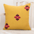 Cotton cushion cover, 'Amber Diamonds' - Mustard Colored Cotton Throw Pillow Cover from Guatemala