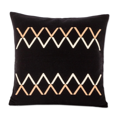 Black Loom Woven Throw Pillow Cover from Guatemala