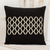 Cotton throw pillow cover, 'Divided Diamonds' - Black Cotton Throw Pillow Cover With Ivory Diamond Motif thumbail