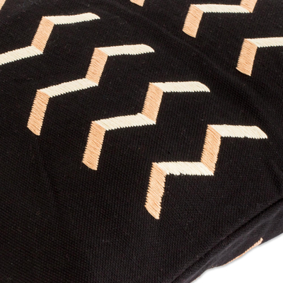 Funda de almohada de algodón - Funda de almohada de algodón con pedal negro con zigzags