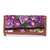 Leather accent cotton wallet, 'Atitlan Flowers' - Leather Accent Purple Flowered Wallet from Guatemala