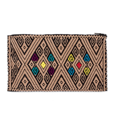 Hand Woven and Embroidered Clutch With Diamond Pattern