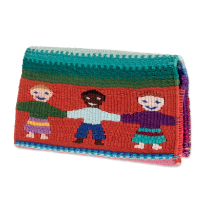 Geldbörse aus Baumwolle - Handgewebte Geldbörse aus Baumwolle mit Bildern von Kindern