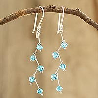 Crystal dangle earrings, 'Caribbean Blue Sparkle'