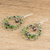 Ohrhänger mit Kristallen - Doppelte Tropfen-Ohrhänger mit grünen und violetten Kristallen
