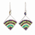 Beaded dangle earrings, 'Green and Purple Rainbow' - Handmade Green and Purple Glass Beaded Dangle Earrings